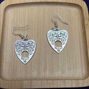 Ouija Planchette Silver Tone Charm Earrings.